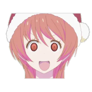 😮 Аниме, Мультфильм, Девушка, Милый, Счастливый, Наклейка whatsapp sticker