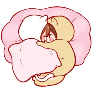 🍧 каваи, аниме, милый, персонаж, объятие, сон, уютный, животное telegram sticker
