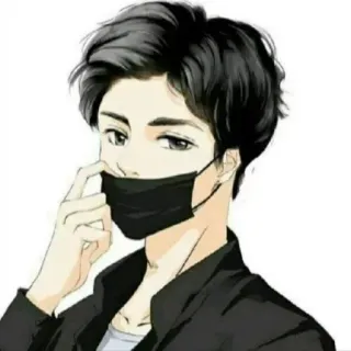 🌟 Anime, Garçon, Masque, Portrait, Dessin animé, Personne telegram sticker