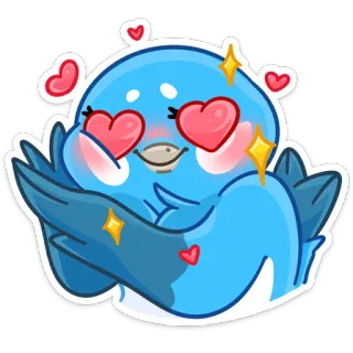 😍 süß, vogel, liebe, herz, aufkleber, cartoon whatsapp sticker