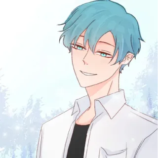 😄 animé, personnage, cheveux bleus, homme, masculin whatsapp sticker