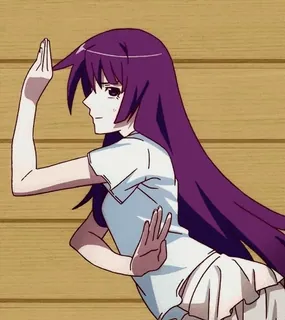 π anime, girl, purple hair, character telegram sticker