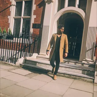 🖤 man, fashion, coat, outdoors, urban, style telegram sticker