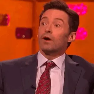 🎩 Hugh Jackman actor, celebrity, man, suit, tie, shocked, expression whatsapp sticker