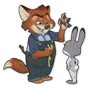 👊 Desenho animado, Animal, Raposa, Coelho telegram sticker