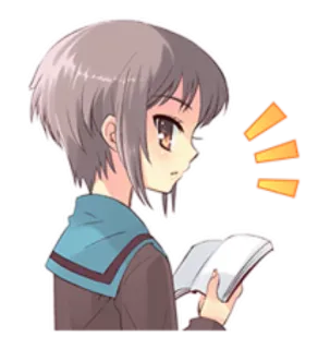 😯 アニメ, 女の子, 読書, 本, 制服, 可愛い, 勉強 telegram sticker