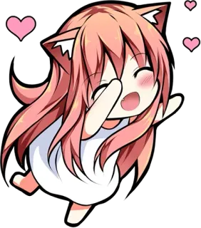 💞 Anime, Neko, mignon, kawaii, coeur, Chibi telegram sticker
