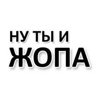 💬 НУ ТЫ И ЖОПА русский, оскорбительный, оскорбление, текст, стикер telegram sticker