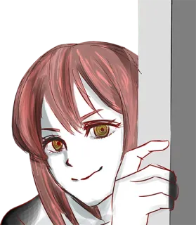 👀 Makima Chainsaw Man anime, character, makima, chainsaw man, red hair, creepy smile telegram sticker