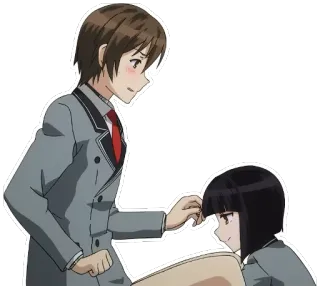 👋 anime, school, student, couple, affection whatsapp sticker