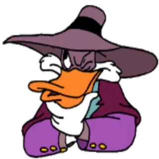 🤔 Darkwing Duck dessin animé, canard, violet, chapeau, disney, personnage whatsapp sticker