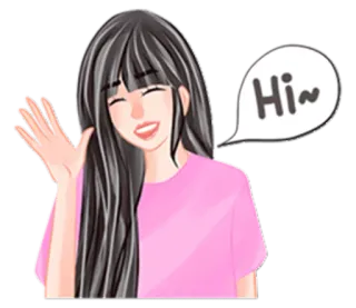 👋 Hi~ saludo, chica, hola, saludo con la mano, amigable telegram sticker