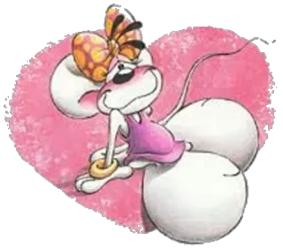 ❤ rato, desenho animado, personagem, animal, laço, rosa, fofo telegram sticker