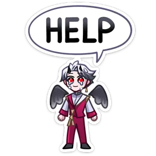 😓 HELP help, anime, distress, character, cartoon telegram sticker