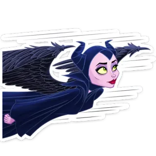 😈 Maleficent มาเลฟิเซนต์, ดิสนีย์, ตัวร้าย, แม่มด, บิน, การ์ตูน telegram sticker