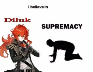 🌟 Diluk Genshin Impact i believe in Diluk SUPREMACY genshin impact, diluc, video game, anime, supremasi whatsapp sticker