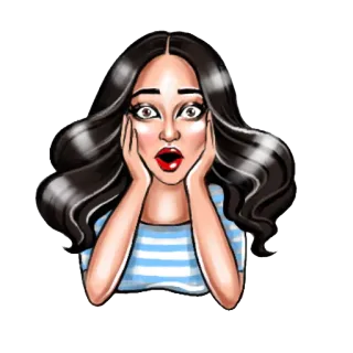 😳 woman, shocked, surprise, cartoon, brunette, scared, female telegram sticker