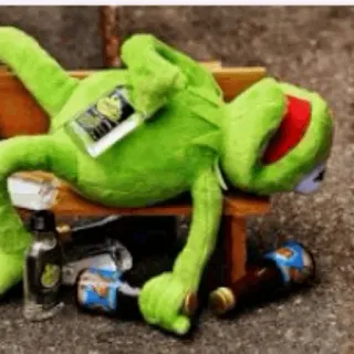 ✨ Kermit Kermit la rana, ubriaco, alcol, pupazzo, meme, divertente, bere telegram sticker