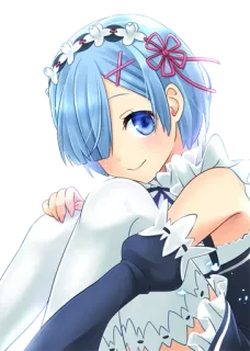 😊 Rem Re:Zero Anime, Rem, Re:Zero, Waifu, pelo azul, maid whatsapp sticker
