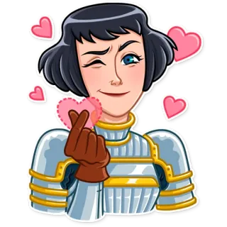 😘 woman, armor, hearts, wink, love, valentine's day whatsapp sticker