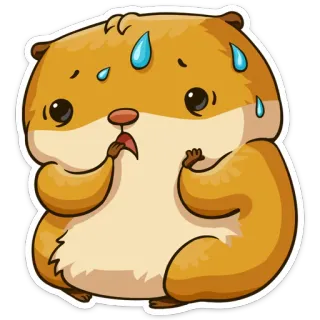 😓 hamster, animal, fofo, nervoso, suando, desenho animado, adesivo telegram sticker