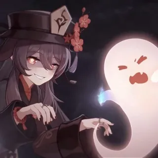 🍂 Hu Tao Genshin Impact Anime, Geist, Videospiel, Mädchen, Süß, Hut telegram sticker