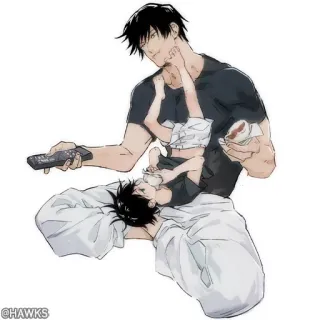 🖤 Anime, Famiglia, Padre, Bambino, Cartone animato, Rilassante whatsapp sticker
