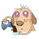 ☕️ dog, coffee, tired, cartoon, animal, beverage, morning telegram sticker