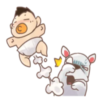 💩 bebé, pañal, animal, dibujos animados, sorprendido, divertido whatsapp sticker