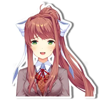 😅 Monika Doki Doki Literature Club! Anime, Menina, Escola, Laço, Fofo whatsapp sticker
