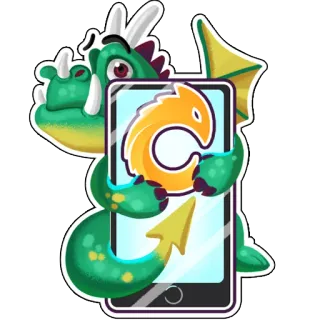📱 dragão, animal, celular, desenho animado telegram sticker