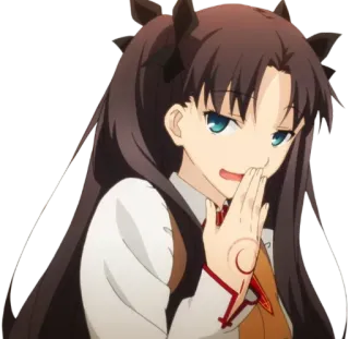 😏 Rin Tohsaka อนิเมะ, การ์ตูน, ตัวละคร, ผู้หญิง, ผมสีน้ำตาล, ยิ้ม telegram sticker