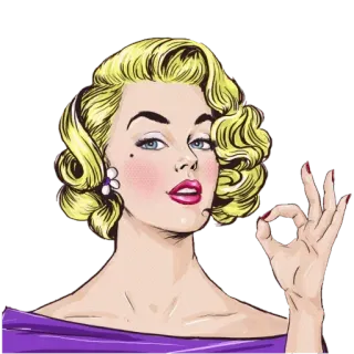 👌 femme, blonde, rétro, pin-up, illustration telegram sticker