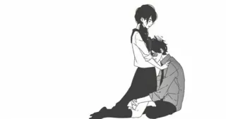 😔 anime, couple, romance, hug, love, illustration telegram sticker