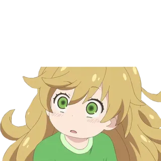 😯 动漫, 卡通, 女孩, 金发, 绿眼睛 telegram sticker