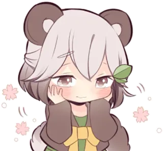 😳 kawaii, anime, cute, bear, girl, chibi telegram sticker