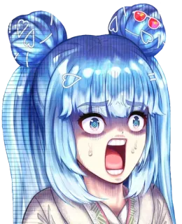 😱 аниме, испуганный, девушка, в шоке, манга, голубые волосы whatsapp sticker