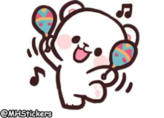 💃 @MHStickers sticker, bear, maracas, music, cartoon whatsapp sticker