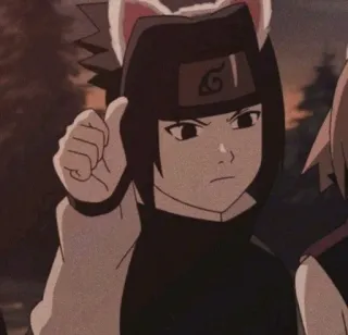 👍 Sasuke Naruto Anime, Kreskówka, Kocie uszy, Słodkie, Sasuke, Naruto, Ninja telegram sticker