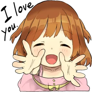 😍 I love you аниме девушка, любовь, объятие, счастливый, милый, выражение, привязанность telegram sticker