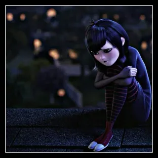 🖤 Mavis Dracula Hotel Transylvania Mavis, Drácula, Hotel Transilvânia, desenho animado, vampiro, animado, triste telegram sticker