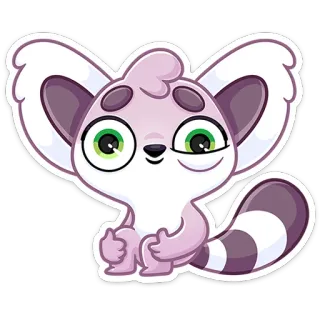 😬 lemur, kreskówka, zwierzę, słodki, naklejka, ssak telegram sticker