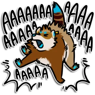 🅰 AAAAAAA raton laveur, dessin animé, cri, angoissé, animal, drôle, émotionnel whatsapp sticker