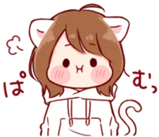 🏄‍♀ ぱ kawaii, anime, manga, lindo, chica, orejas de gato, pegatina whatsapp sticker