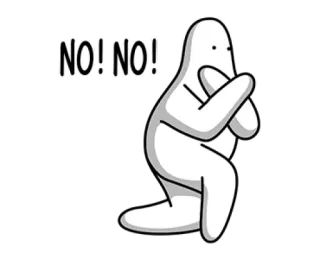🌫 NO! NO! Мультфильм, Белый персонаж, Протест, Отказ, Нет, Отрицание whatsapp sticker