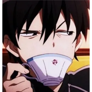 😒 Kirito Sword Art Online Anime, Kirito, Sword Art Online, Teh, Minum, Karakter telegram sticker