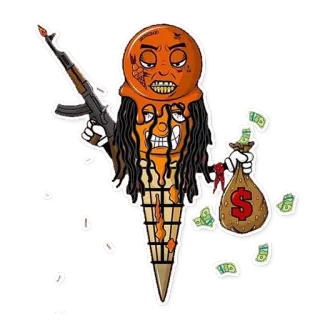 💸 아이스크림, 돈, 무기, 만화, 총, AK-47 telegram sticker
