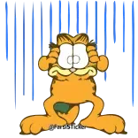 😱 Garfield Garfield, gato, desenho animado, triste, chateado telegram sticker