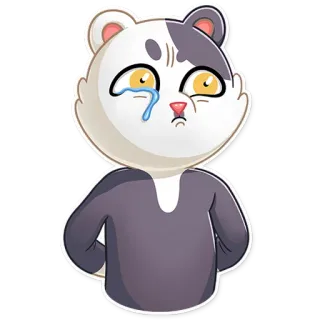 😢 pleurer, triste, dessin animé, autocollant, animal, chat whatsapp sticker