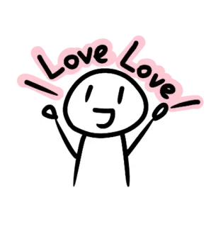 🐟 Love Love amor, monigote, lindo, positivo, garabato, dibujo animado whatsapp sticker